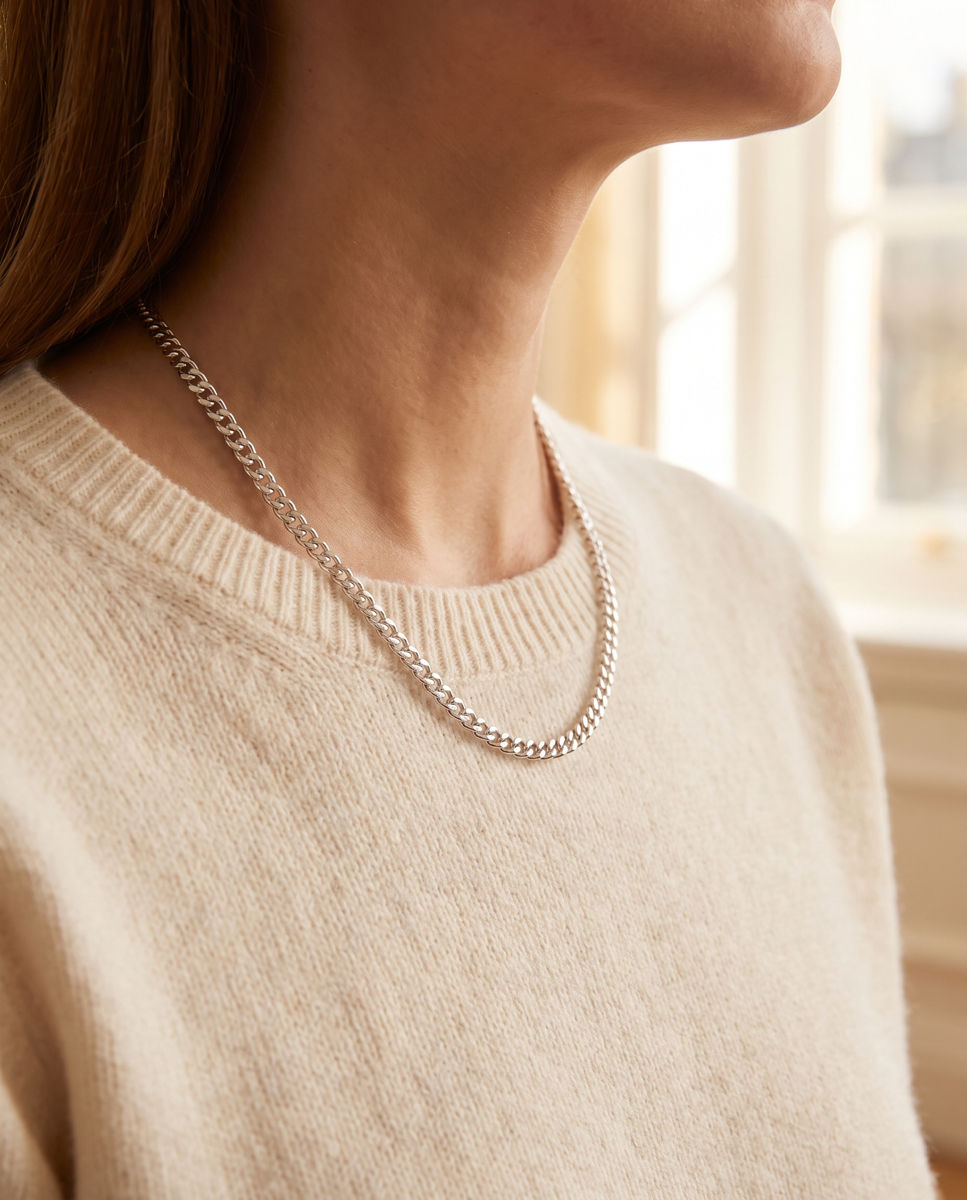 The Margaux chain worn at the neck