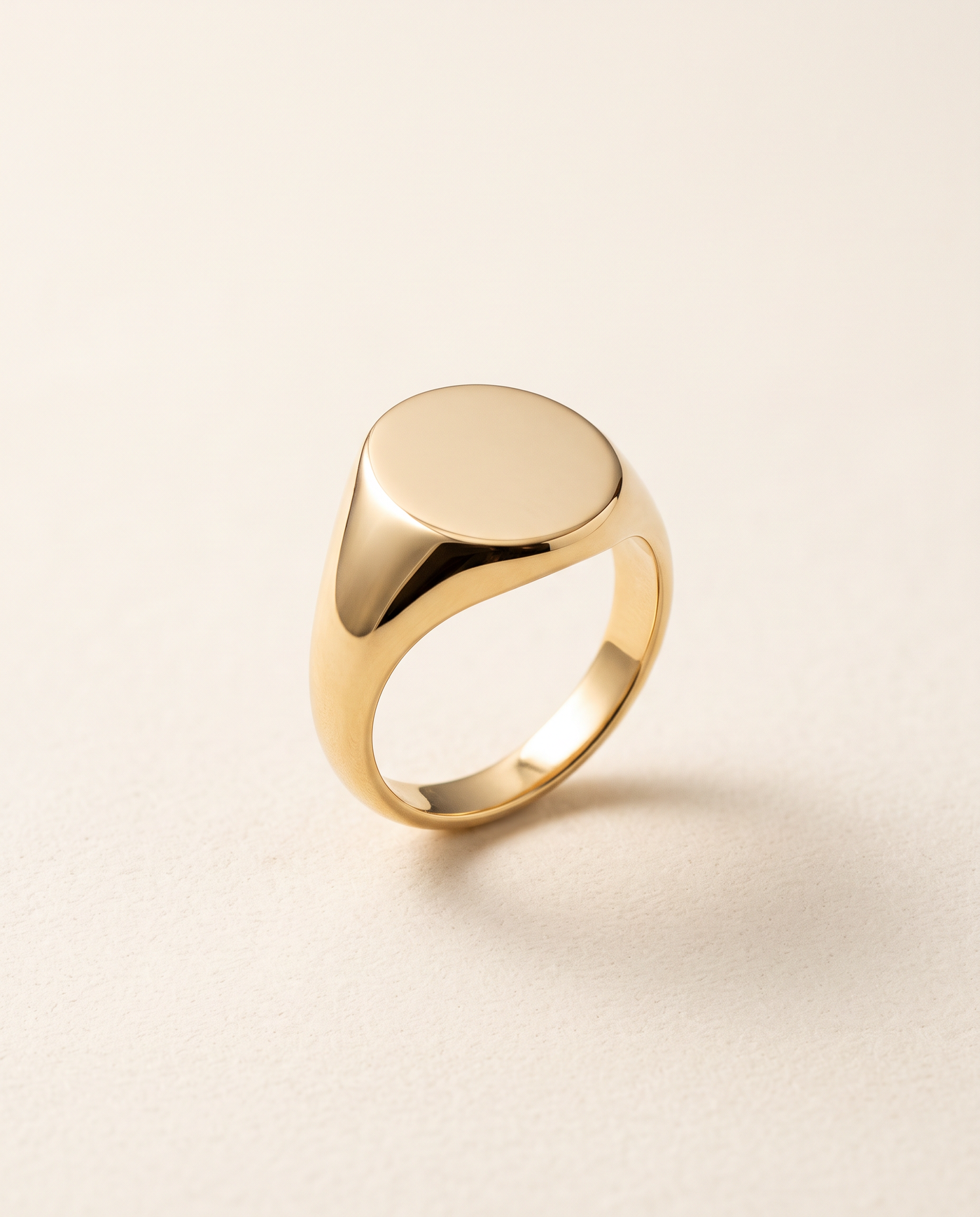 The Vesper gold signet ring — packshot