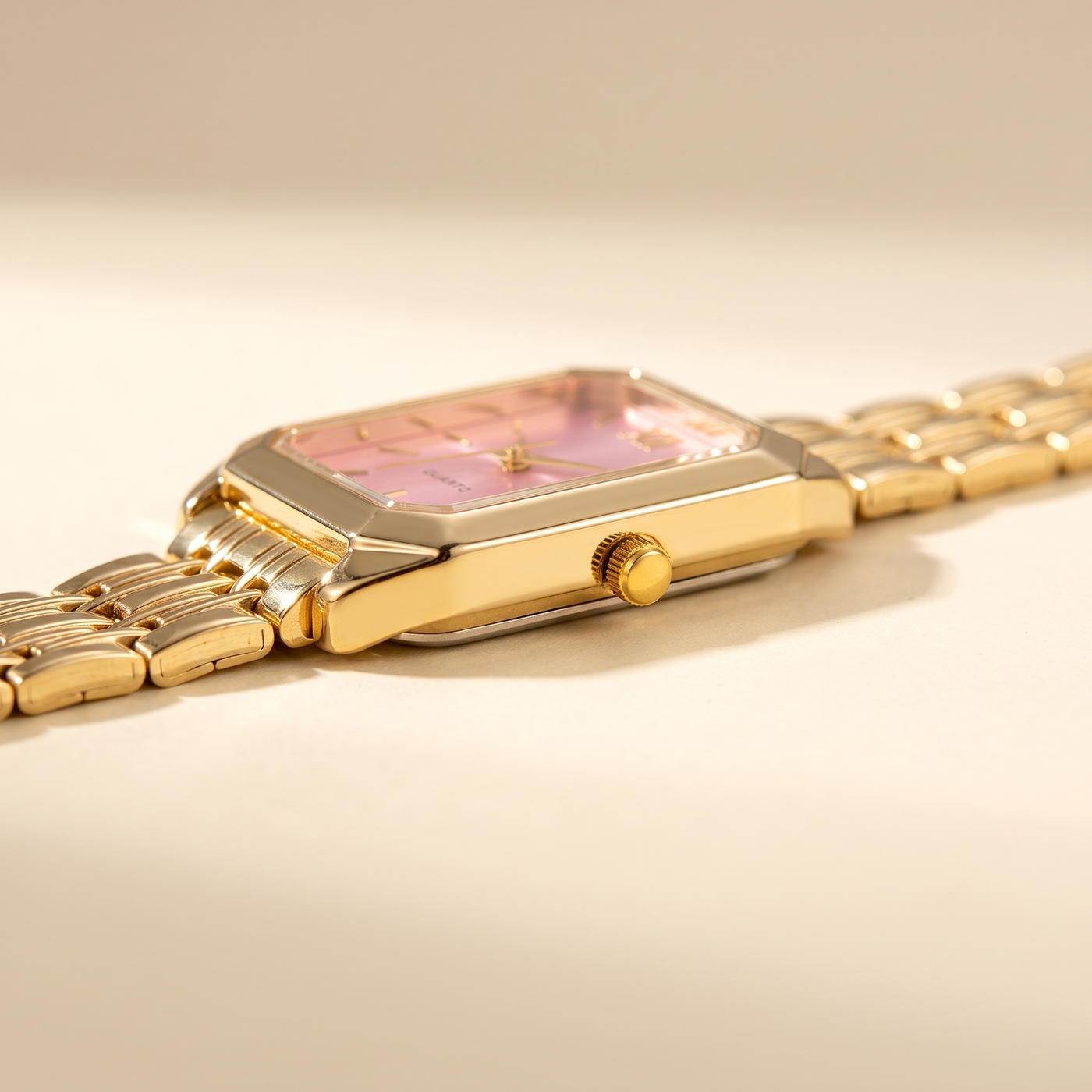 Side view showing the 7 mm thin case and crown