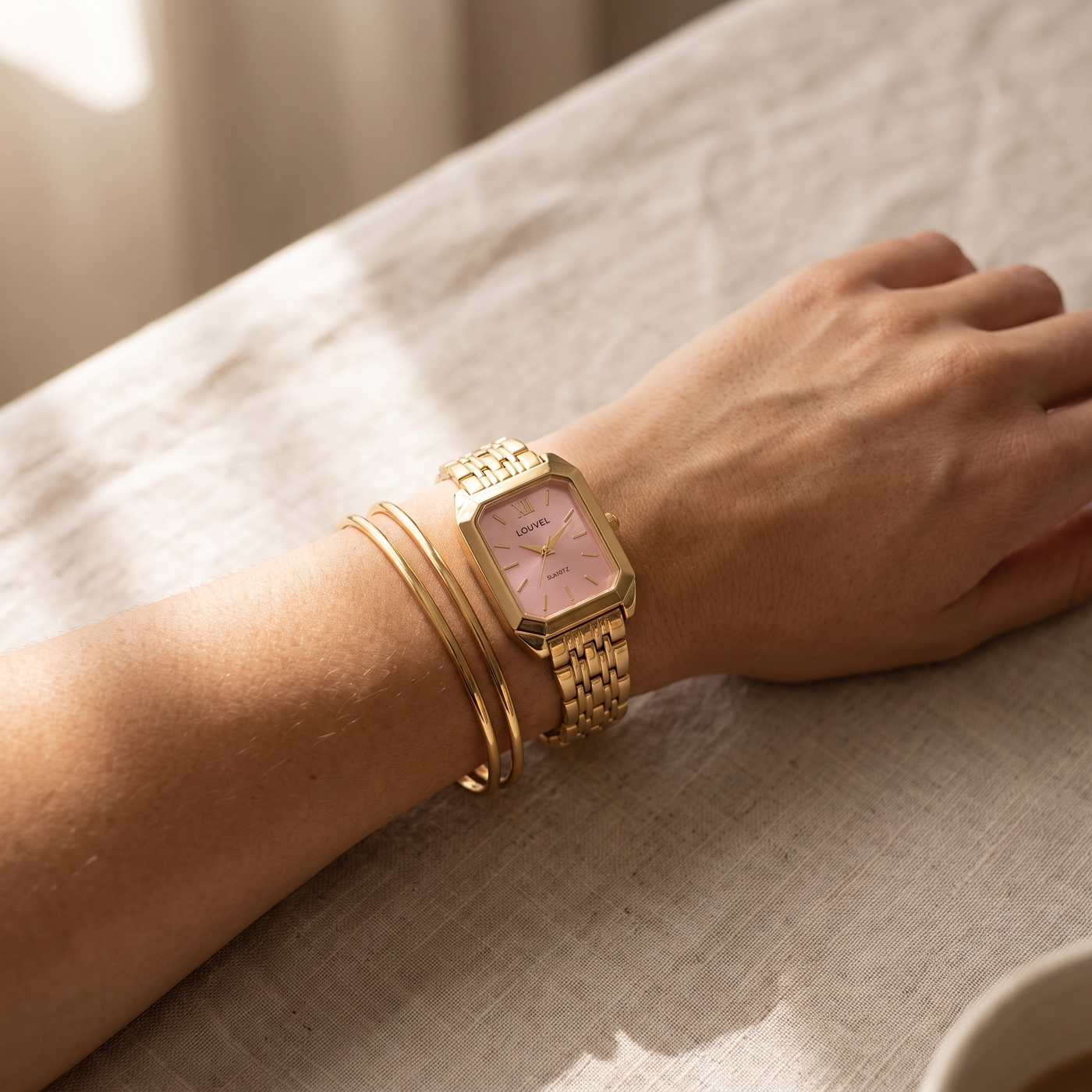 The Colette worn on the wrist