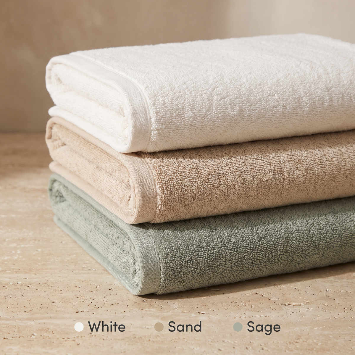 The three colours: White, Sand, Sage