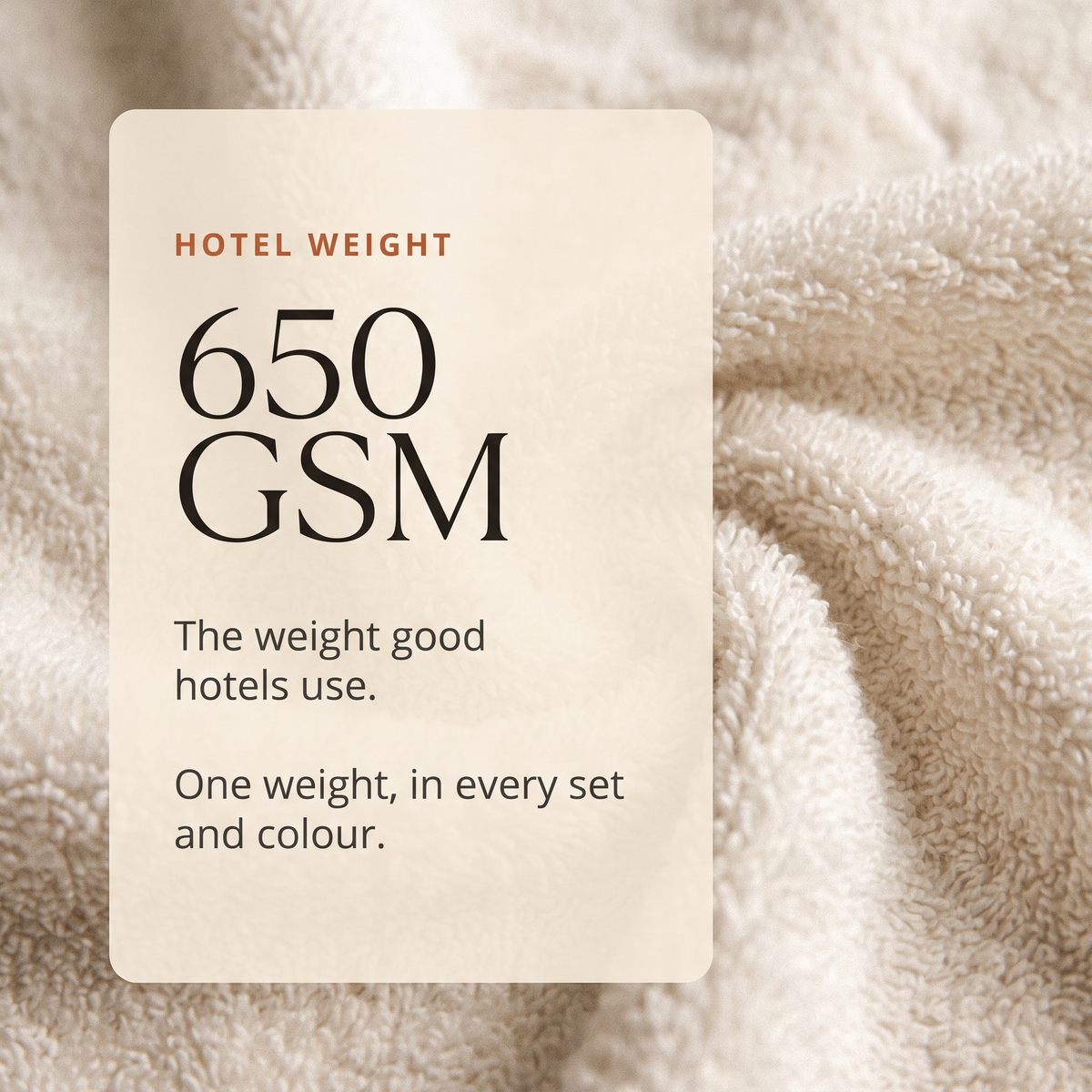 650 GSM hotel weight cotton terry, close up